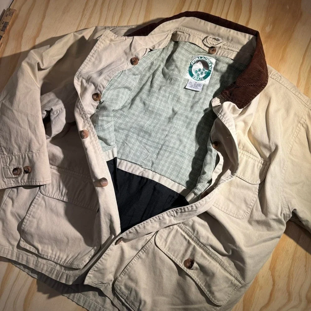 Vintage Appalachian Trail Tan Barn Jacket Corduroy Collar Liner Mens XL